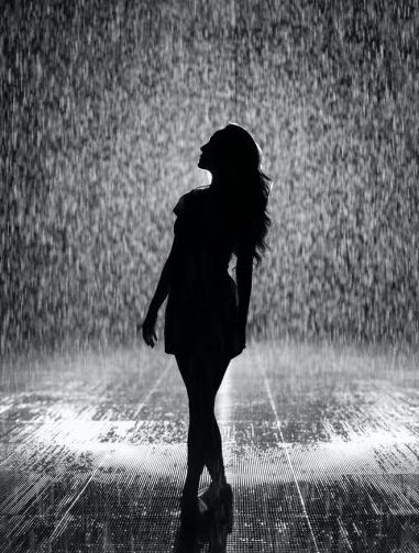 a girl under the rain